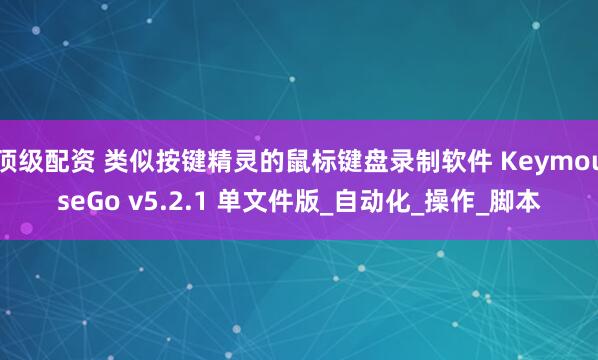 顶级配资 类似按键精灵的鼠标键盘录制软件 KeymouseGo v5.2.1 单文件版_自动化_操作_脚本