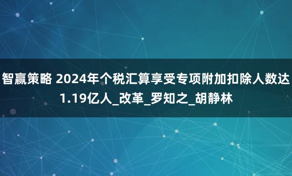 智赢策略 2024年个税汇算享受专项附加扣除人数达1.19亿人_改革_罗知之_胡静林