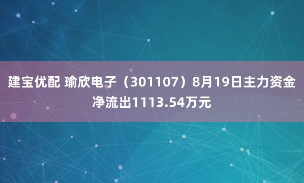 建宝优配 瑜欣电子（301107）8月19日主力资金净流出1113.54万元