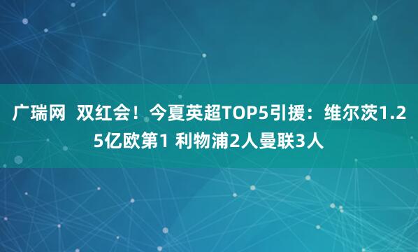 广瑞网  双红会！今夏英超TOP5引援：维尔茨1.25亿欧第1 利物浦2人曼联3人