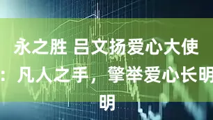 永之胜 吕文扬爱心大使：凡人之手，擎举爱心长明